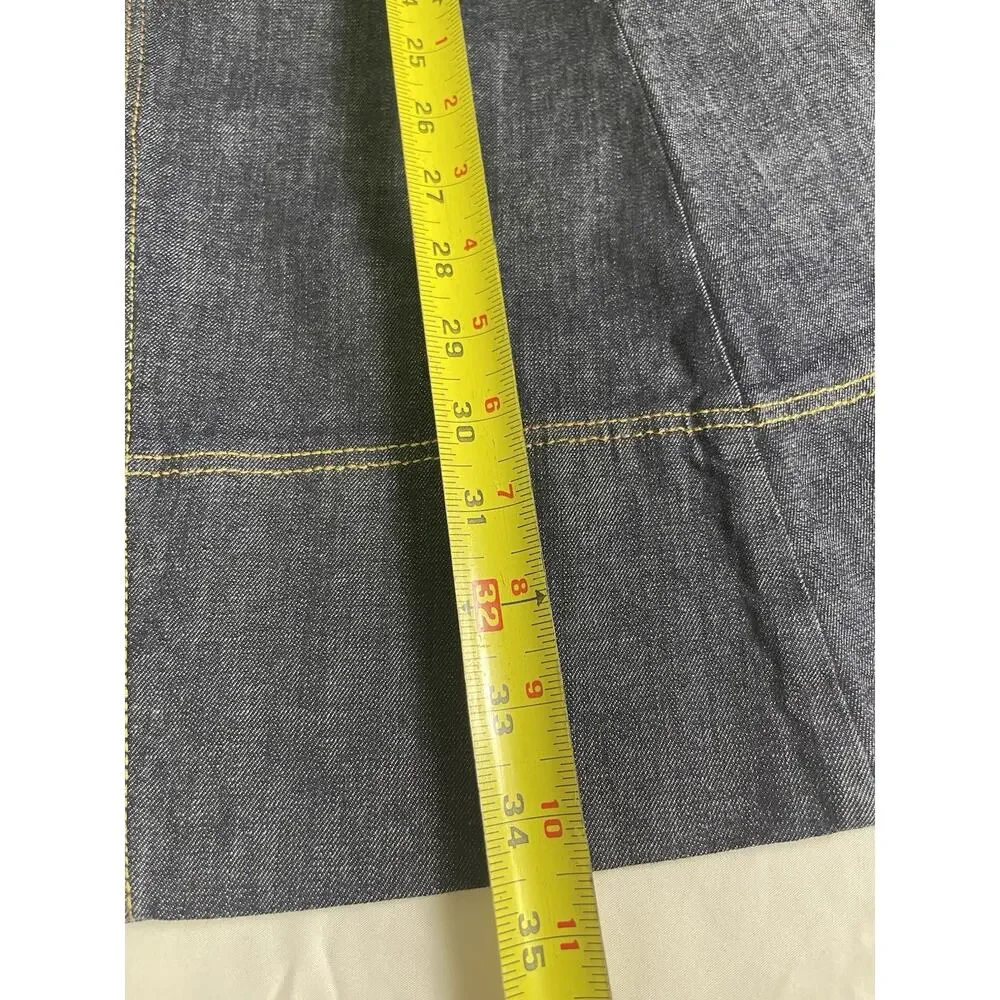 Zara Denim Midi Skirt Semi Wrap Belted Blue Contrast Stitch NWT Size M - Picture 10 of 10